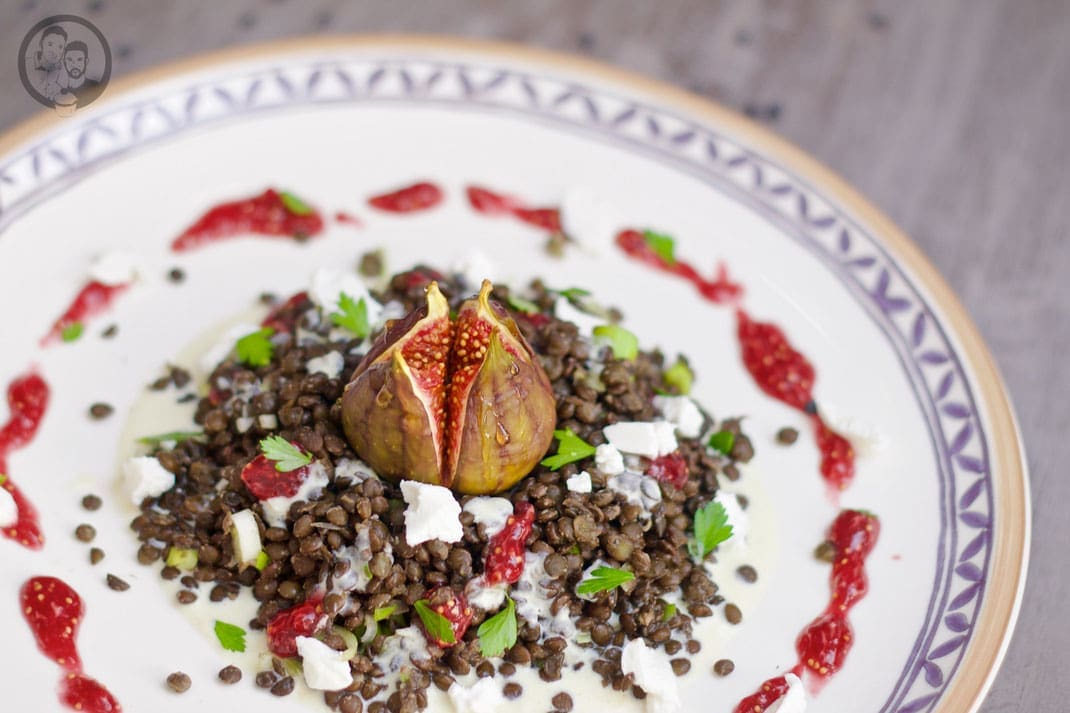 Belugalinsen mit Feige und Ziegenkäse _ Vorspeise _ Rezept