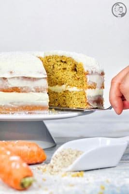Carrot Cake mit Kokos-Topping 3 image 2 3 1 | Jeder hat wahrscheinlich so ein paar Rezepte im Repertoire, die man immer und immer wieder macht. Bei uns ist das unter anderem dieser Carrot Cake! Lecker nussig und saftig mit einer feinen Frischkäsecreme ... klingt das nicht schon einfach lecker?! Für Sascha ist die Zubereitung immer eine kleine Qual, da er dank seiner Haselnussallergie den Teig nicht naschen kann und das macht er beim Backen, wie ihr ja wisst, am liebsten :) Ihr könnt euch also denken, wenn wir solche Strapazen auf uns nehmen bei der Zubereitung, dann muss das Endergebnis einfach grandios sein. Versucht es einfach und wir sind uns sicher, ihr werdet ihn auch lieben.