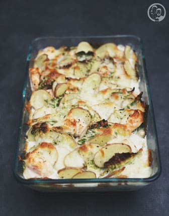 KARTOFFEL-WIRSING -AUFLAUF MIT LACHS