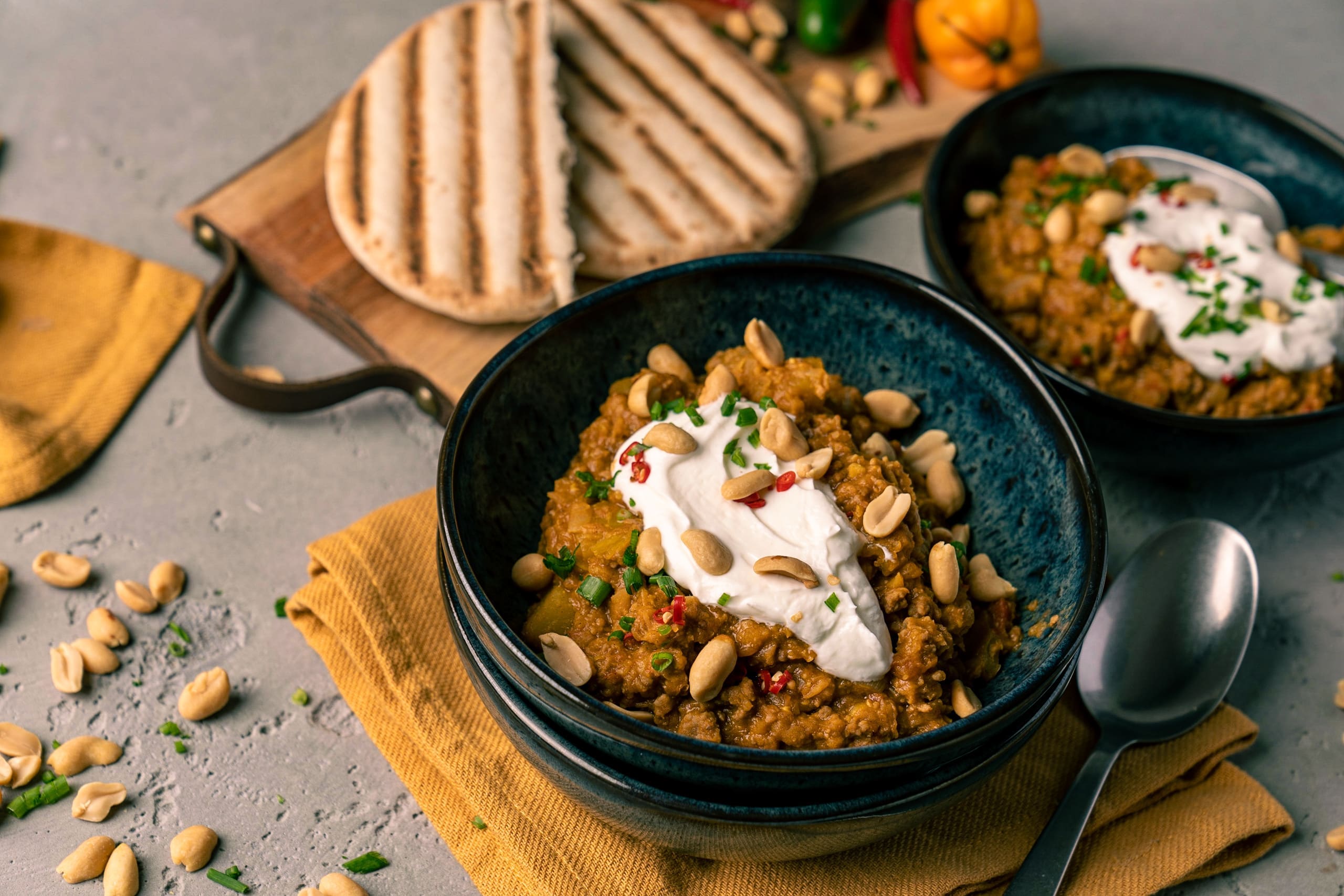 Linsencurry mit Kürbis und Erdnuss