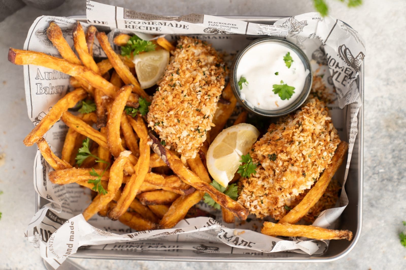 Rezept für Fish and Chips. Mit Süßkartoffelpommes und das ganze in der Dual Easy Fry & Grill zubereitet. Super lecker und einfach gemacht.