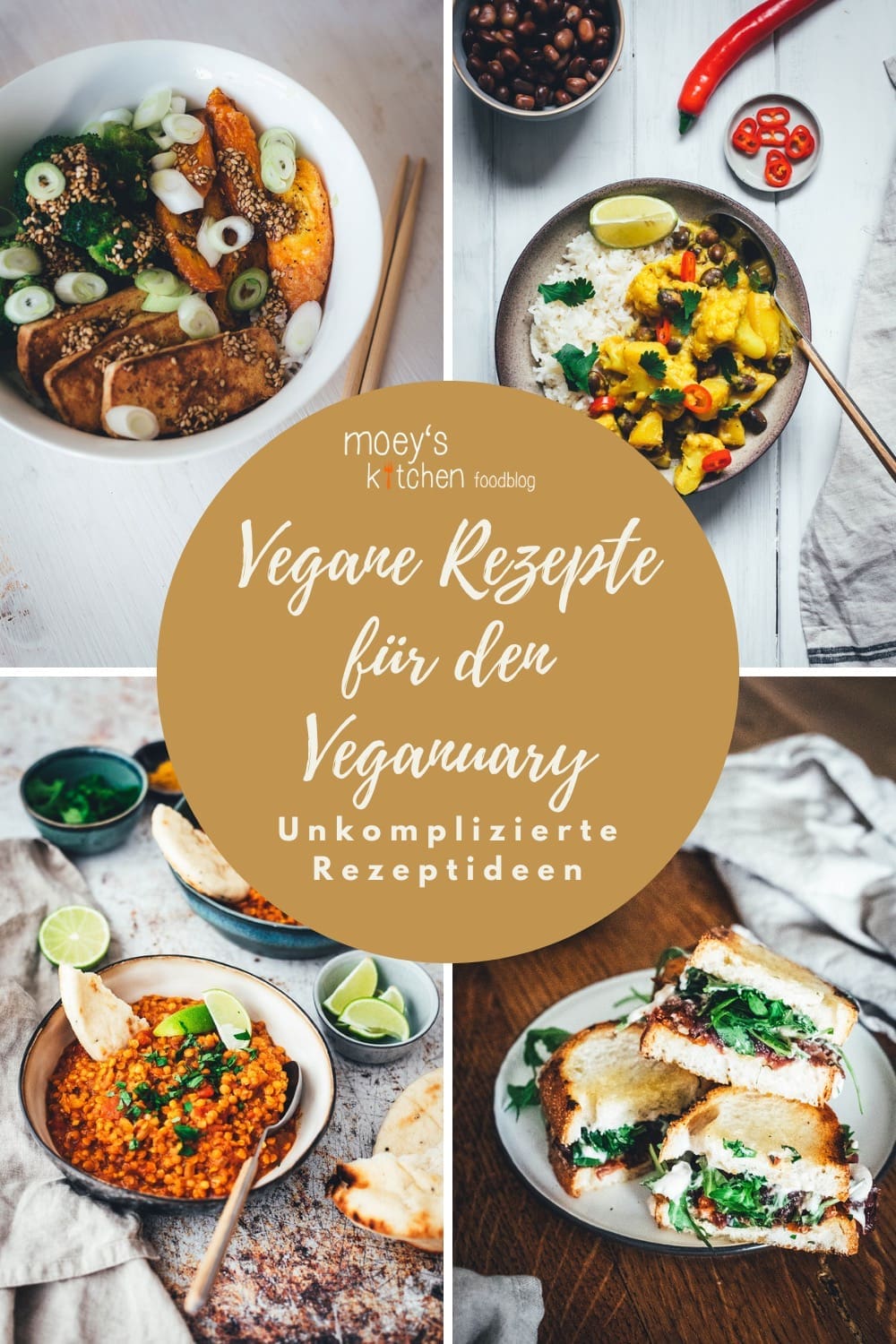 vegane rezepte veganuary collage | Der Januar ist da und bringt den Veganuary mit sich! Für viele bedeutet das einen Monat lang vegan zu leben. Wir finden das super und wollen euch dabei unterstützen. Es kann erstmal überwältigend sein, sich durch die Fülle an Rezepten zu kämpfen, besonders wenn man neu in der veganen Welt ist. Aber keine Sorge, wir haben da was für euch - 10 unkomplizierte vegane Rezepte, die jeder hinbekekommt!