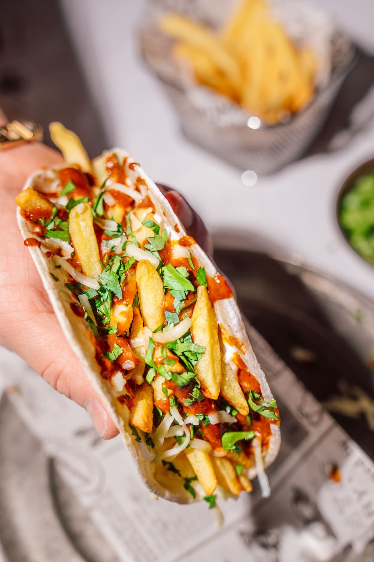 Rezept für Taco-Poutine. Ein Mix von 2 Gerichten. Mexikanische Tacos und die kanadische Poutine. Und müssen sagen, es ist der absolute Knaller!